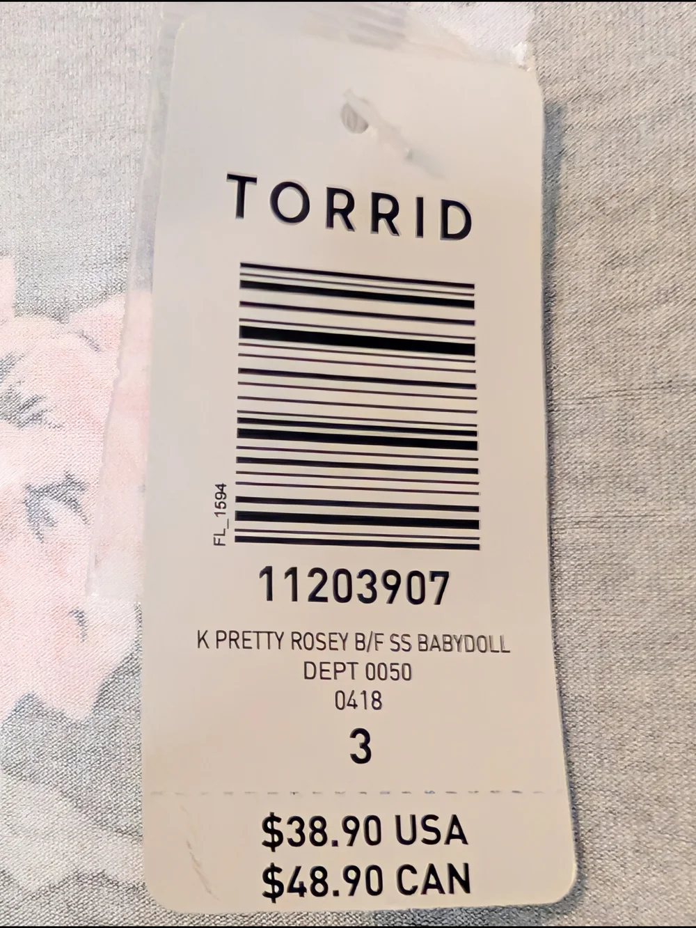 Torrid Plus Size Black Floral Patterned Shirt Sleeve Babydoll Shirt - Picture 11 of 11